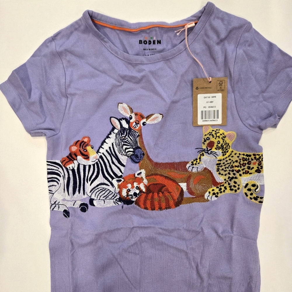 Boden Kids Lavender Safari T-Shirt Size 7, SOLD OUT